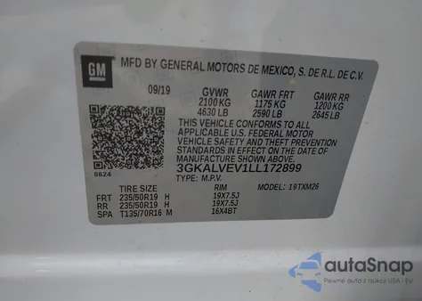 2020 GMC Terrain Awd Slt из США, поврежденный, VIN 3GKALVEV1LL172899